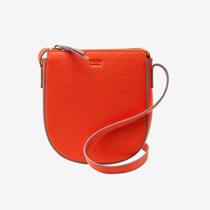 tusk 9938 pebble grain leather small phone cross body bag orange front - ORANGE