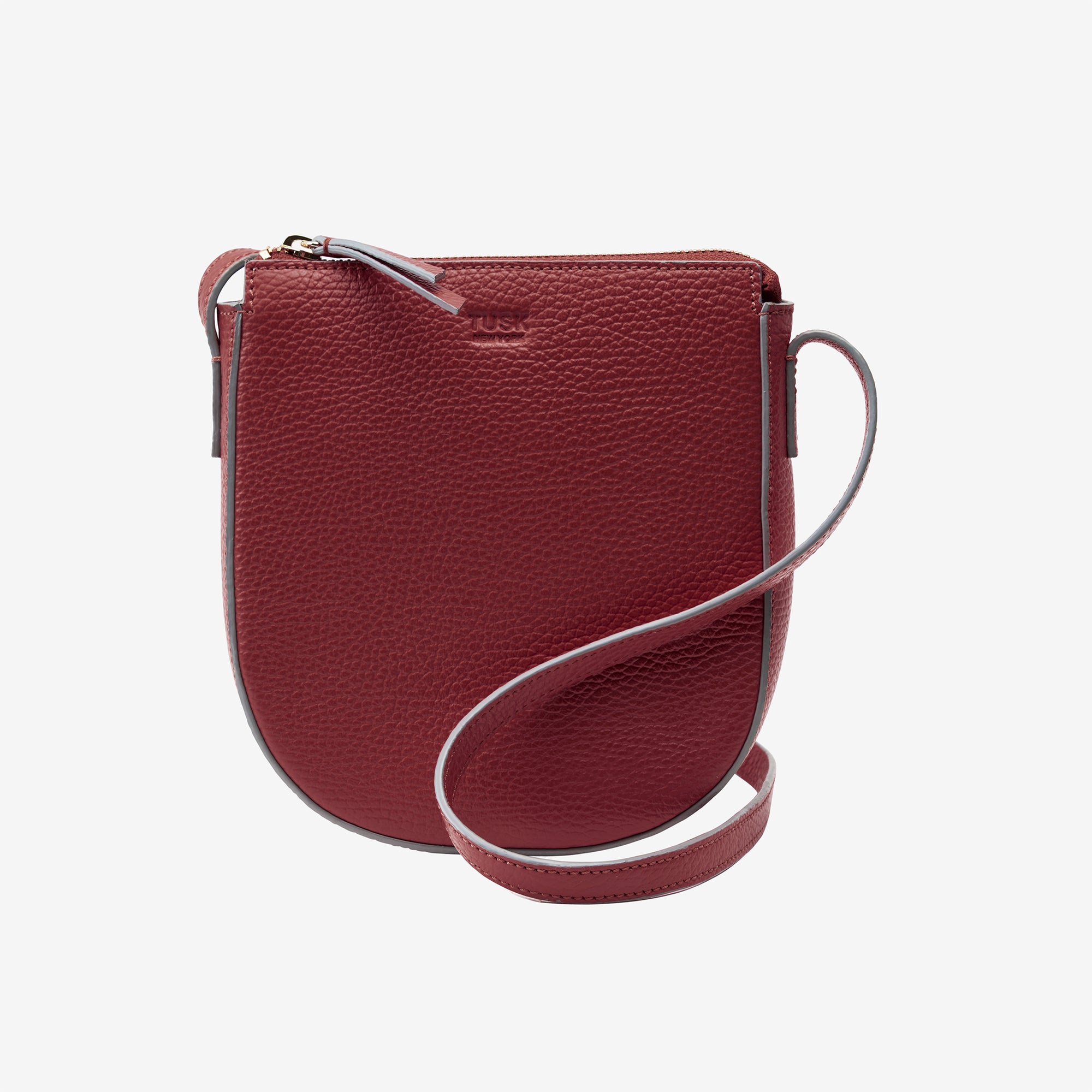 tusk 9938 pebble grain leather small phone cross body bag oxblood front - OXBLOOD