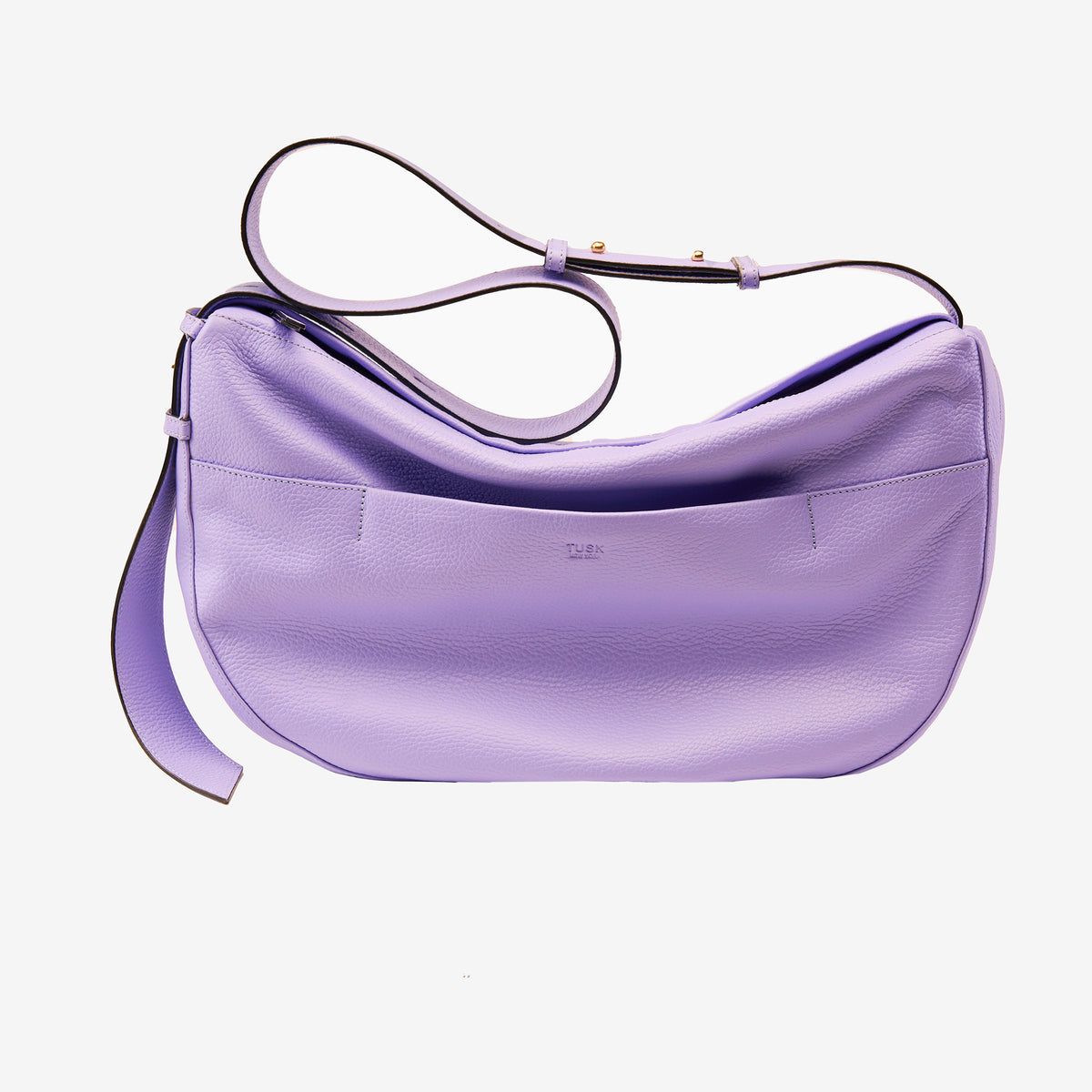 tusk 9939-italian pebblegrain leather large hobo lavender front