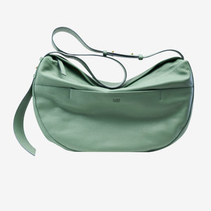 tusk 9939 italian pebblegrain leather large hobo sage front -SAGE