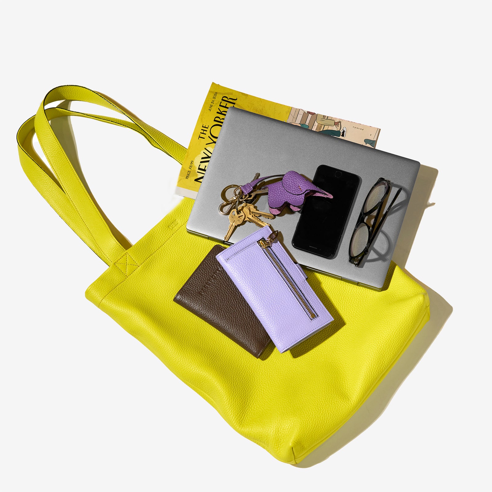 tusk-9940-pebblegrain-leather-tote-bag-lime-front- LIME