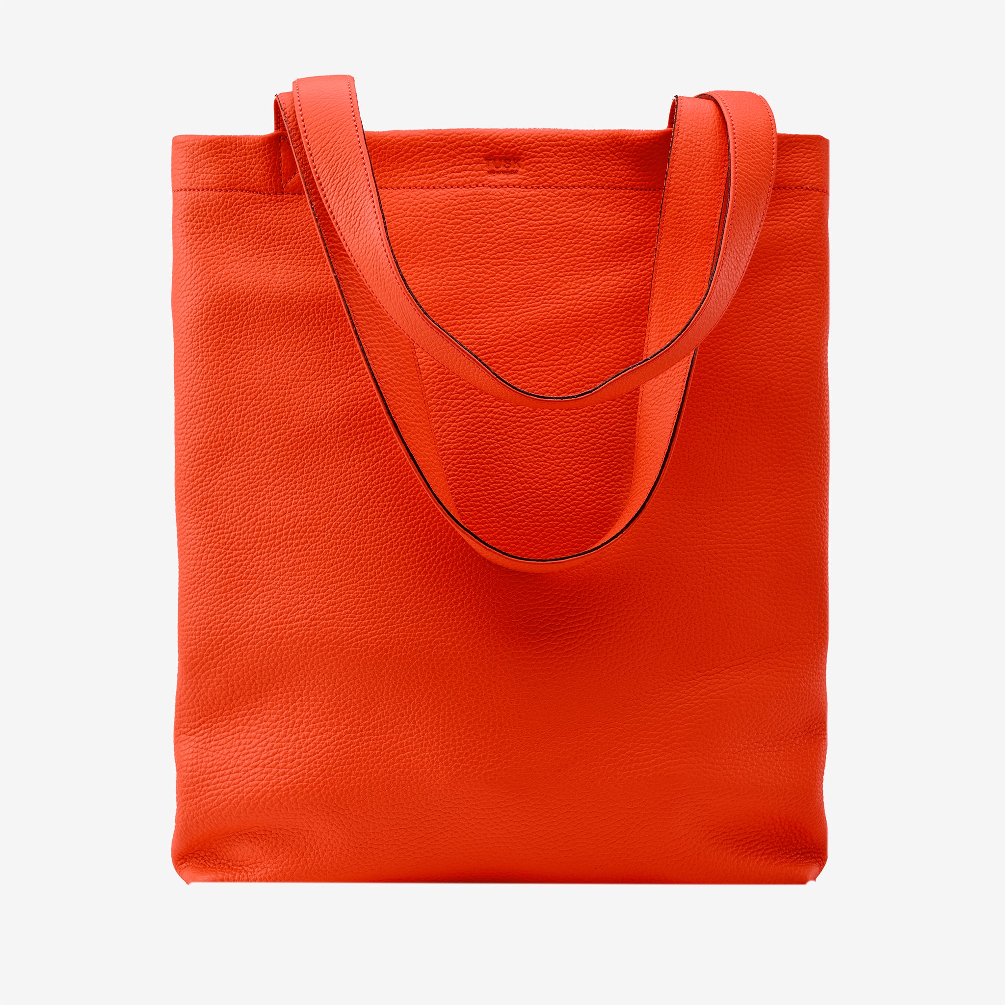 Ascot Zoya Simple Tote-Tusktusk-9940-pebblegrain-leather-tote-bag-orange-front - ORANGE