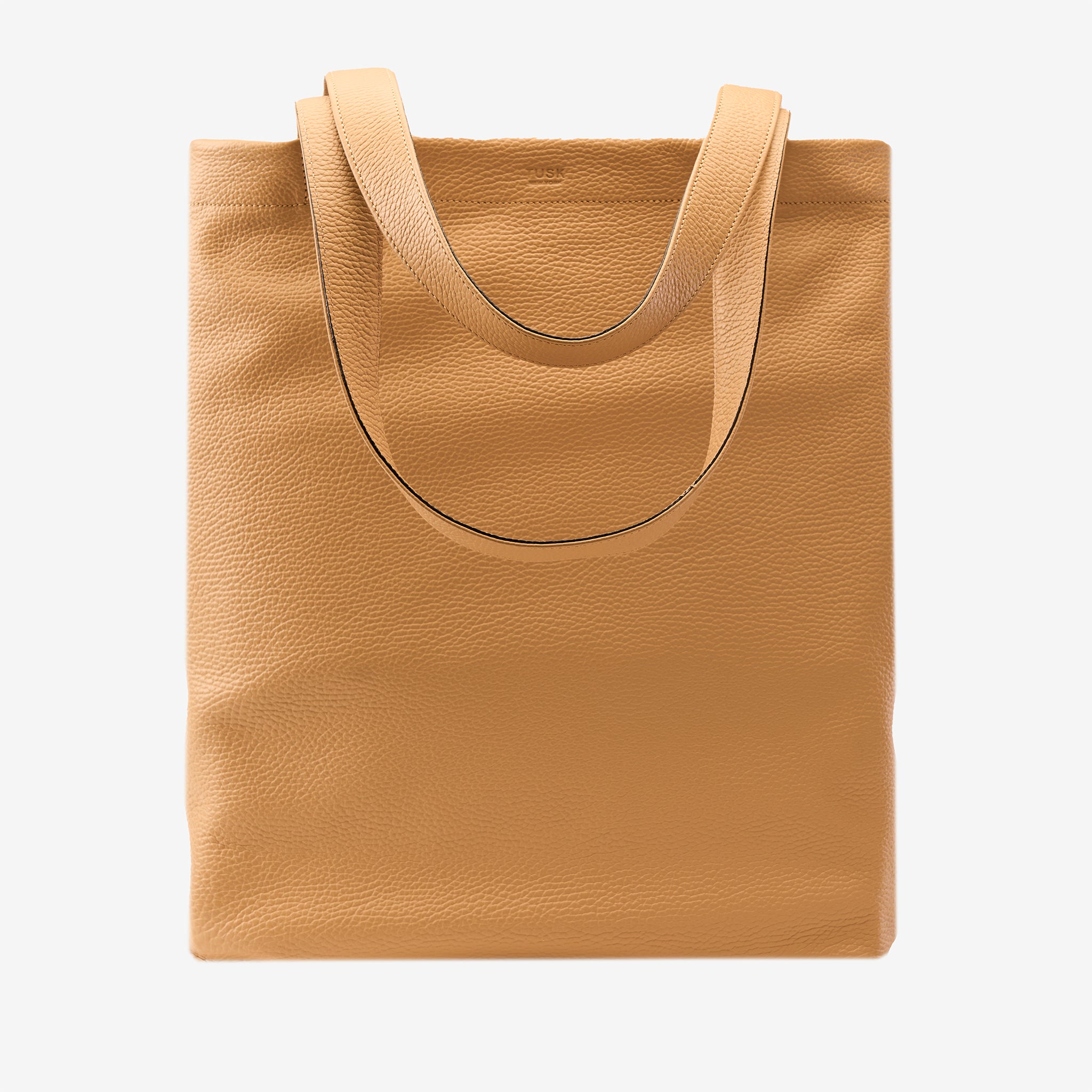 tusk-9940-pebblegrain-leather-tote-bag-sand-front - SAND