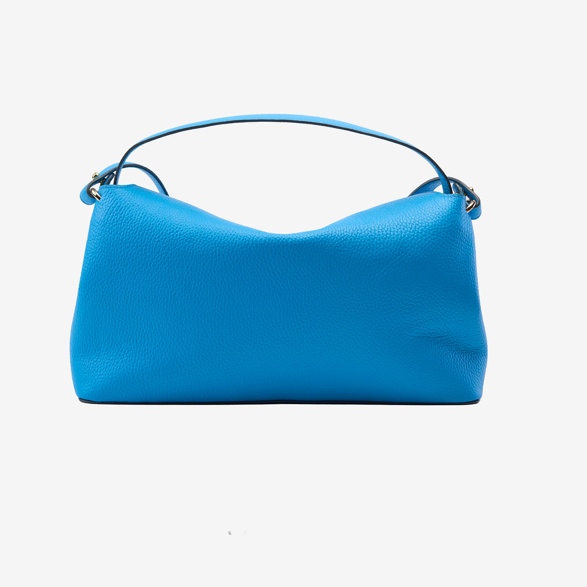 Blue Italian leather handbag on a light gray background - AZURE