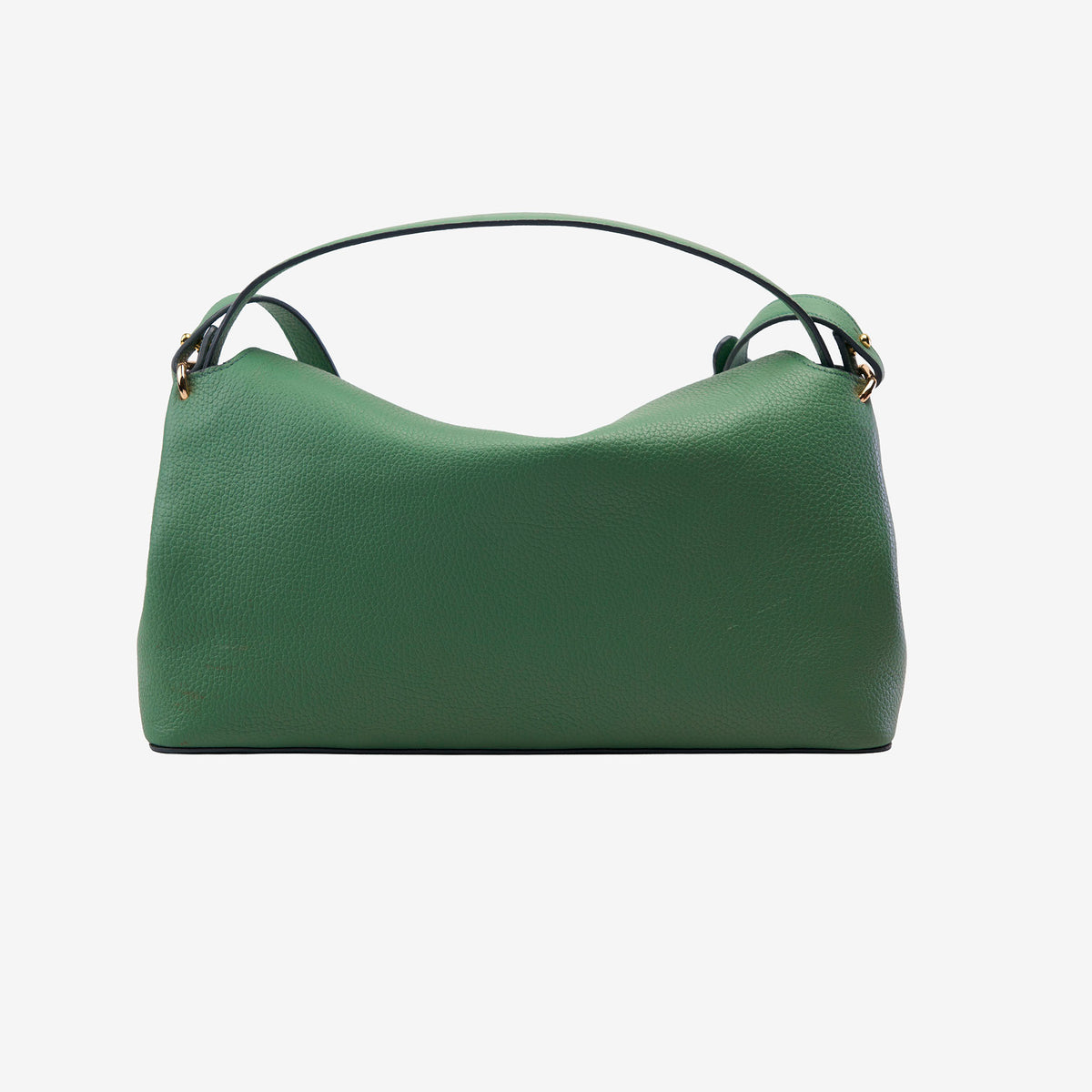 Green leather handbag on a white background - FOREST