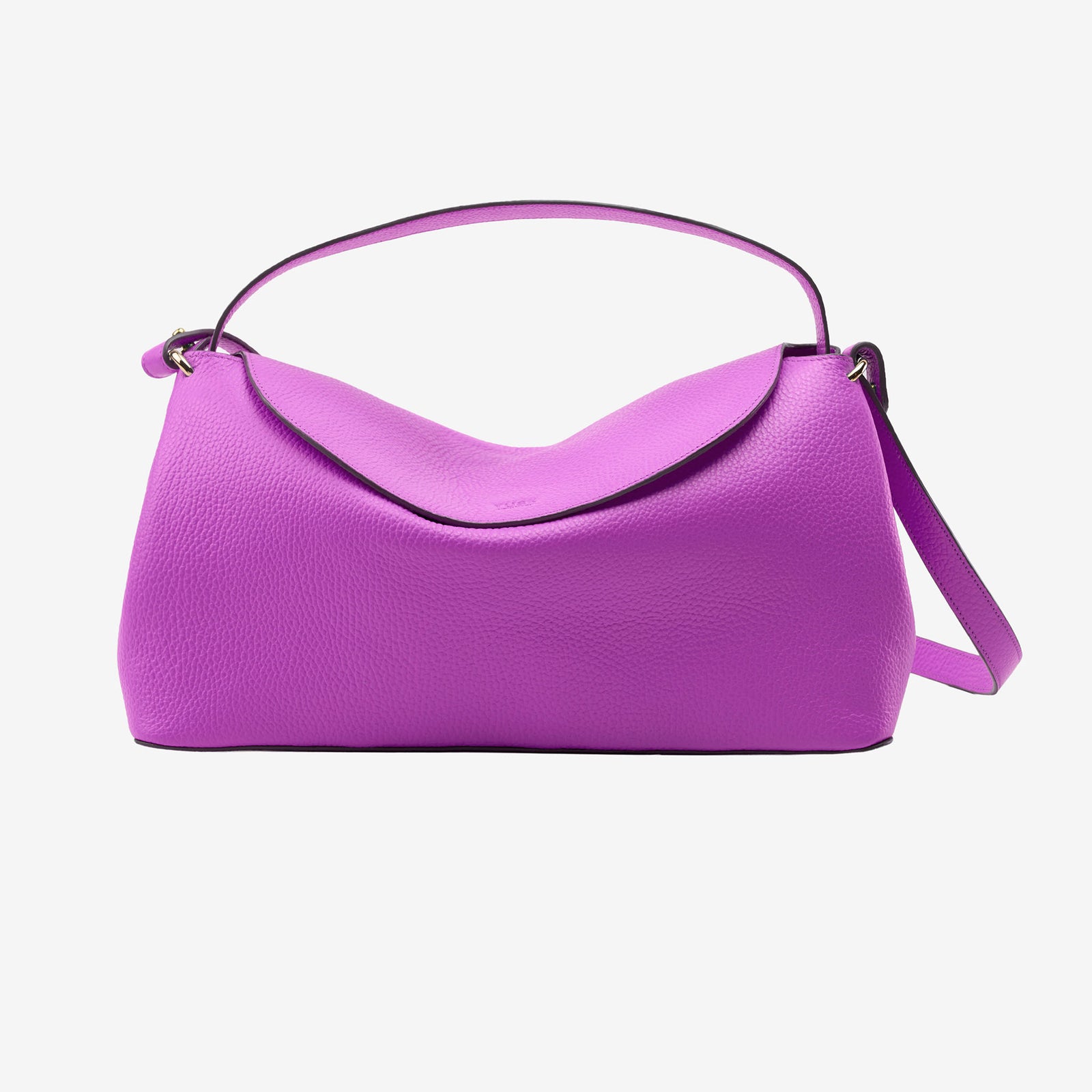 Purple handbag with a clear plastic bag on a white background - MAGENTA
