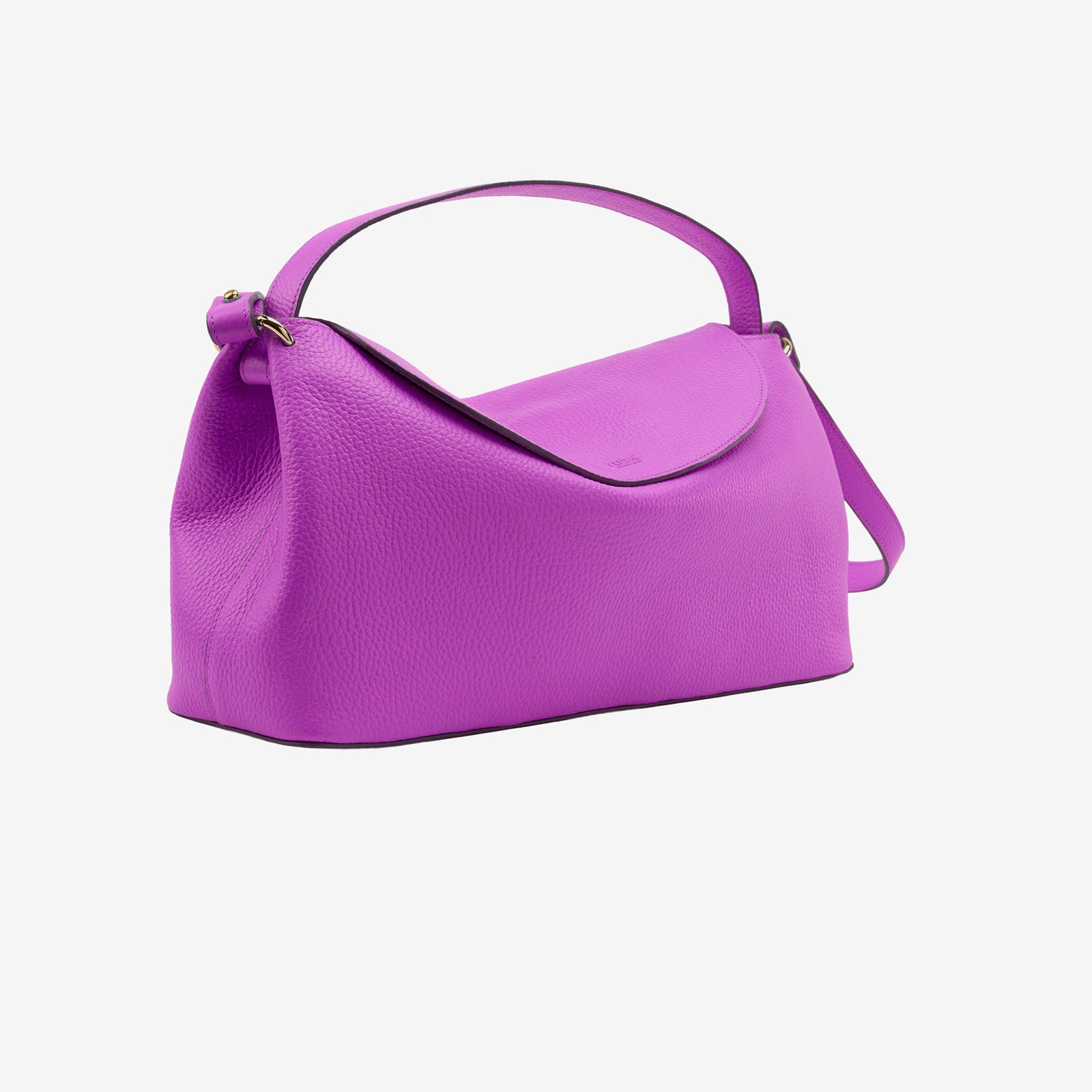 Purple handbag with a clear plastic bag on a white background - MAGENTA