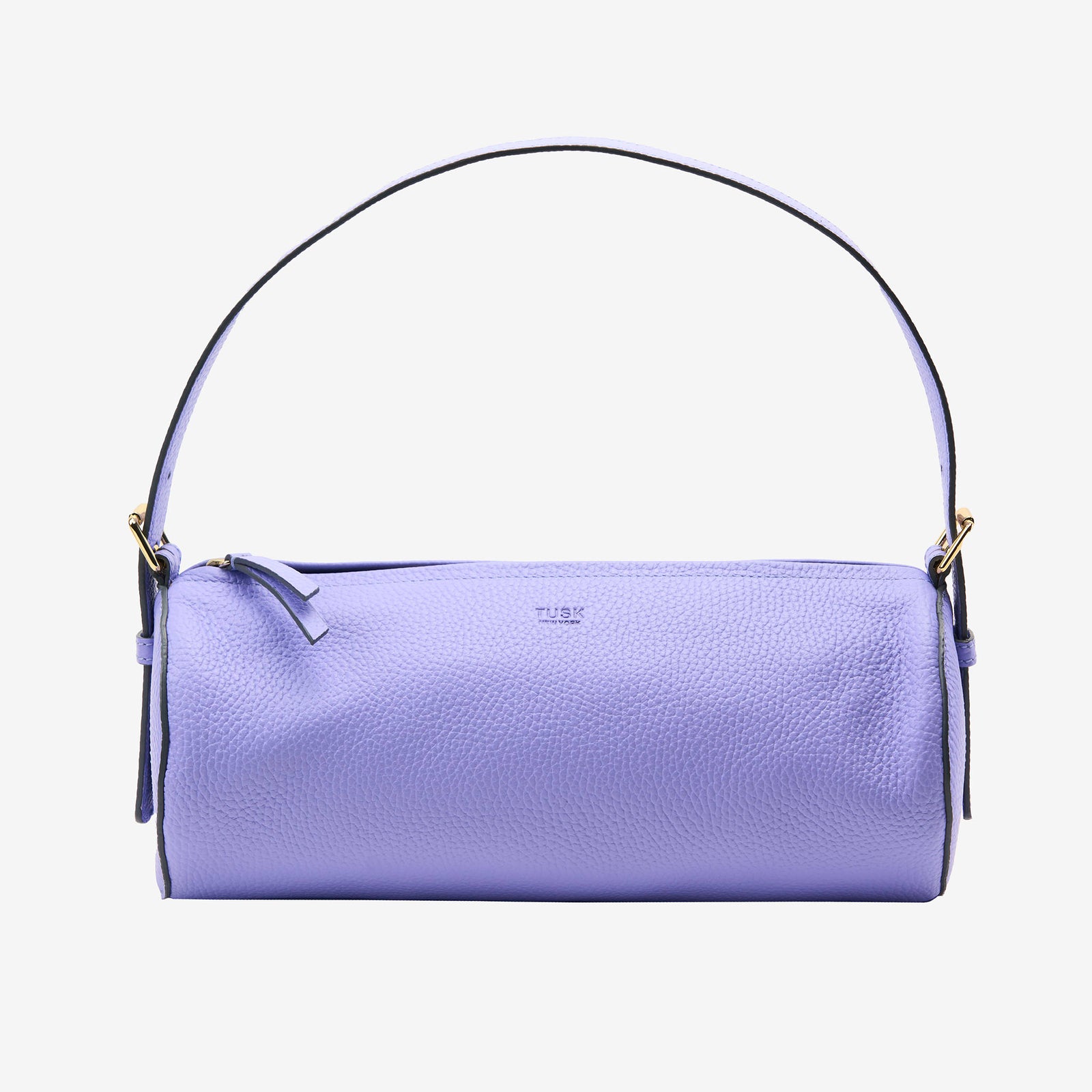 tusk 9944 italian pebblegrain leather barrel bag lavender front - LAVENDER