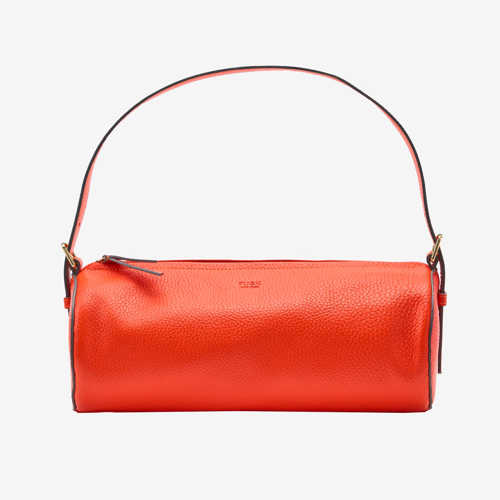 tusk 9944 italian pebblegrain leather barrel bag  orange front - ORANGE