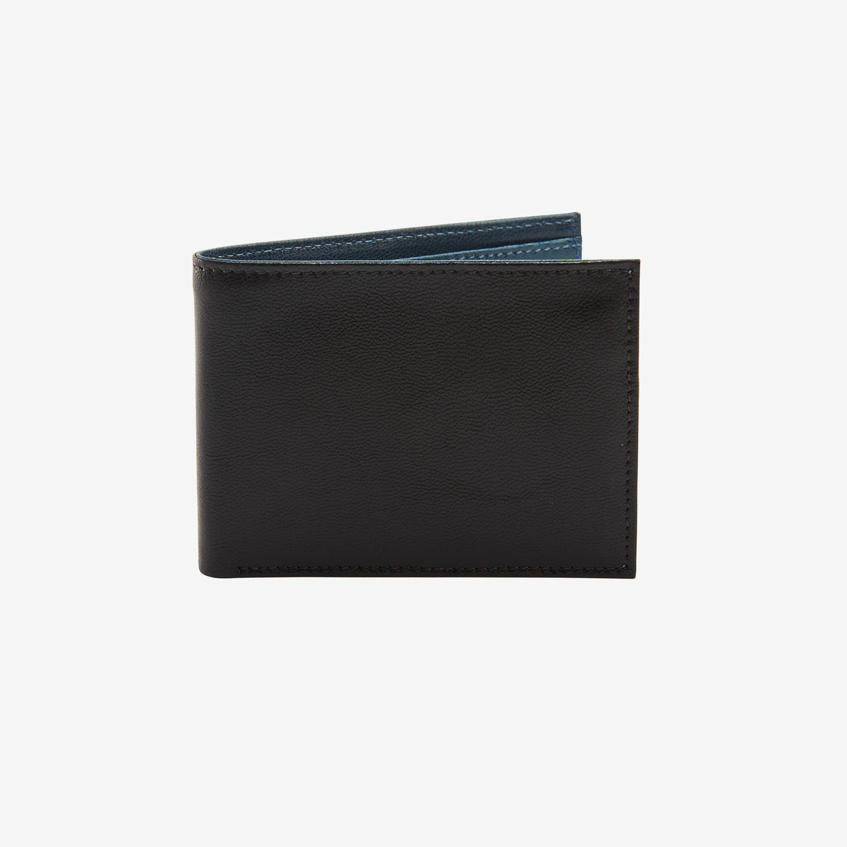 tusk 122 mens compact leather billfold wallet  black and blue front - BLACK/BLUE