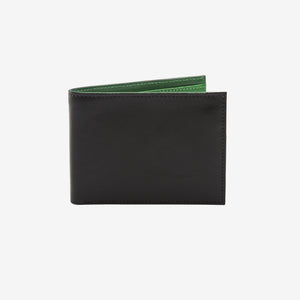 tusk 122 mens compact leather billfold wallet  black and mint front - BLACK/MINT