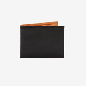 tusk 122 mens compact leather billfold wallet black and tan front - BLACK/TAN