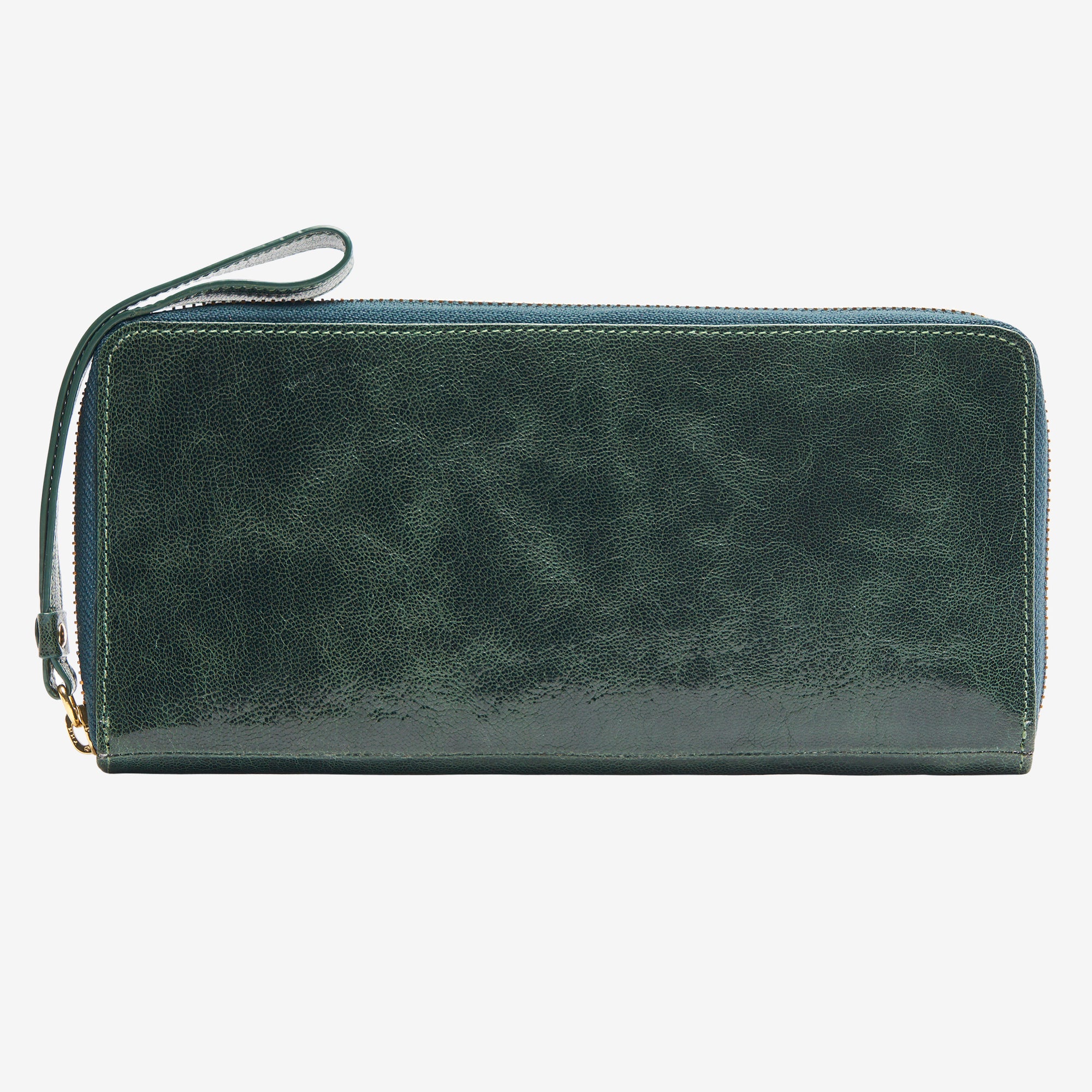       tusk-166-womens-leather-zip-travel-portfolio-moss-front