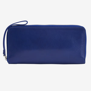 tusk 166 womens leather zip travel portfolio indigo and french blue front - INDIGO/FRENCH BLUE