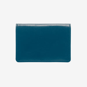 tusk 169 mens classic leather card case with window blue and chocolate front - BLUE/CHOCOLATE