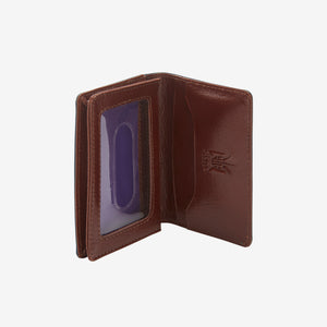 tusk 169 mens classic leather card case with window blue and chocolate front - BLUE/CHOCOLATE