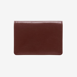 tusk 169 mens classic leather card case with window chocolate and orange front - CHOCOLATE/ORANGE