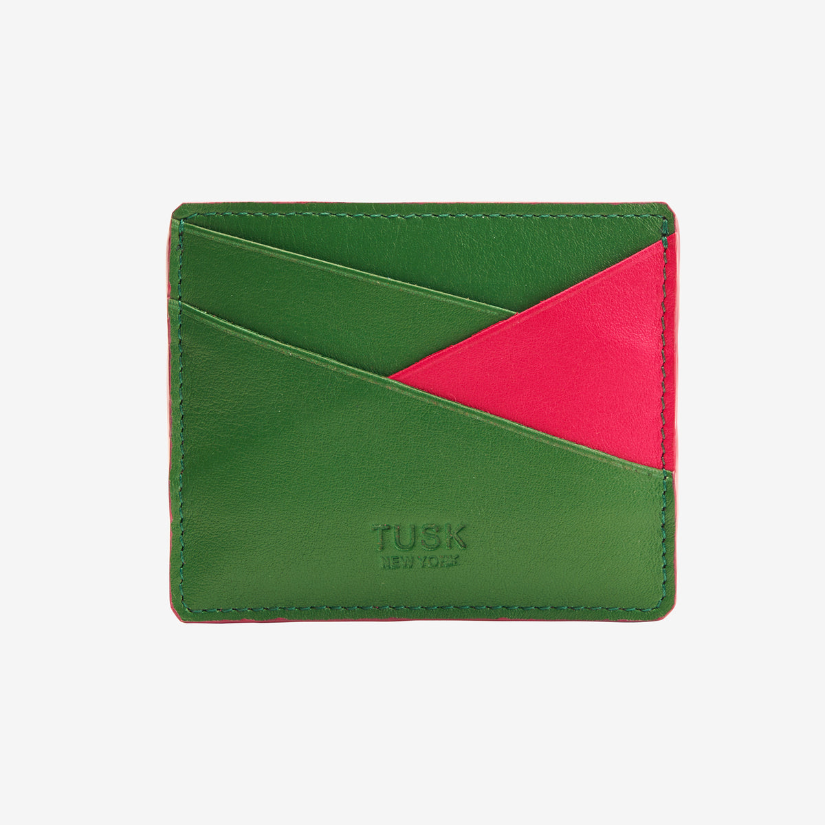     tusk-189-womens-leather-card-case-emerald-and-geranium-front