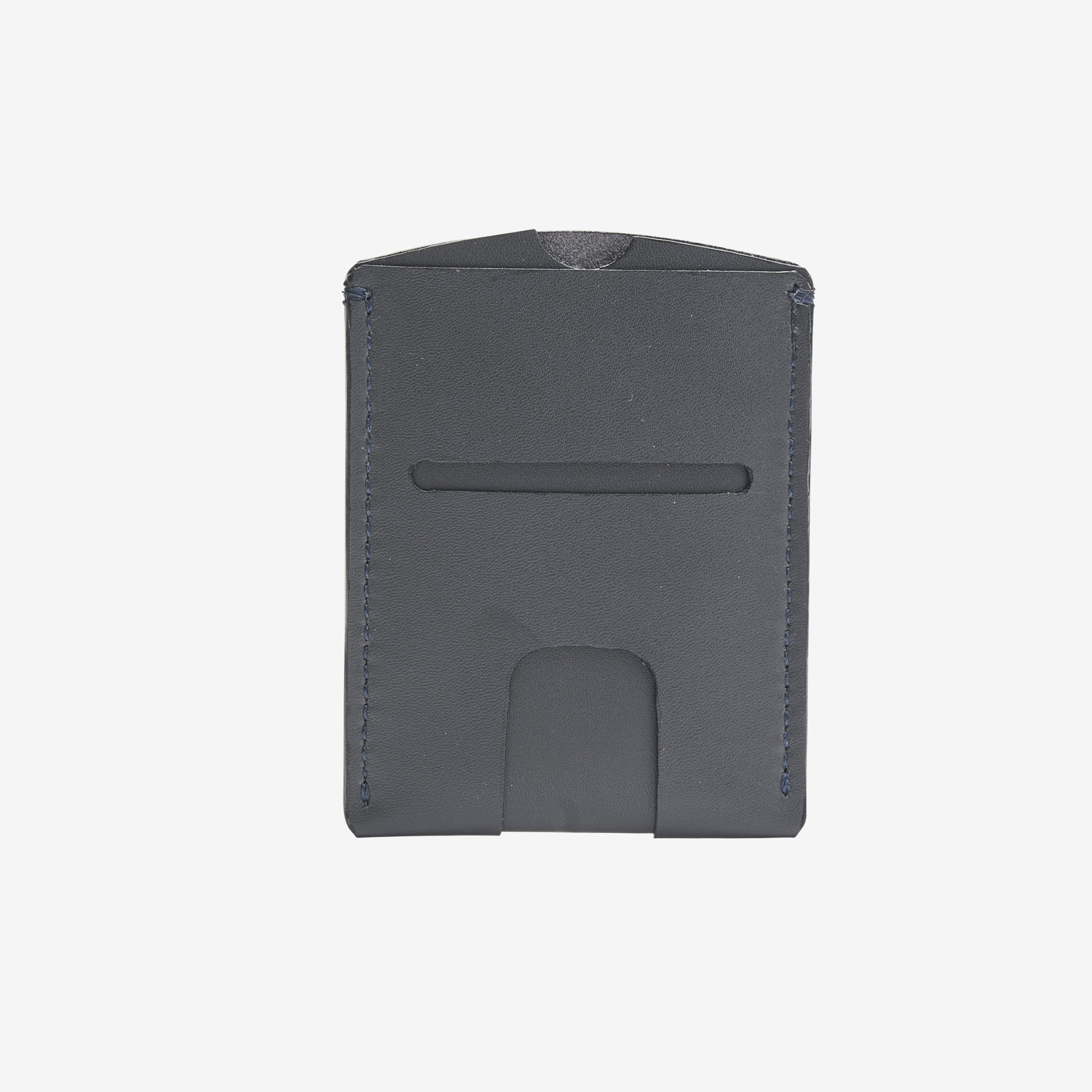 Check and Leather Folding Card Case in Charcoal - Men