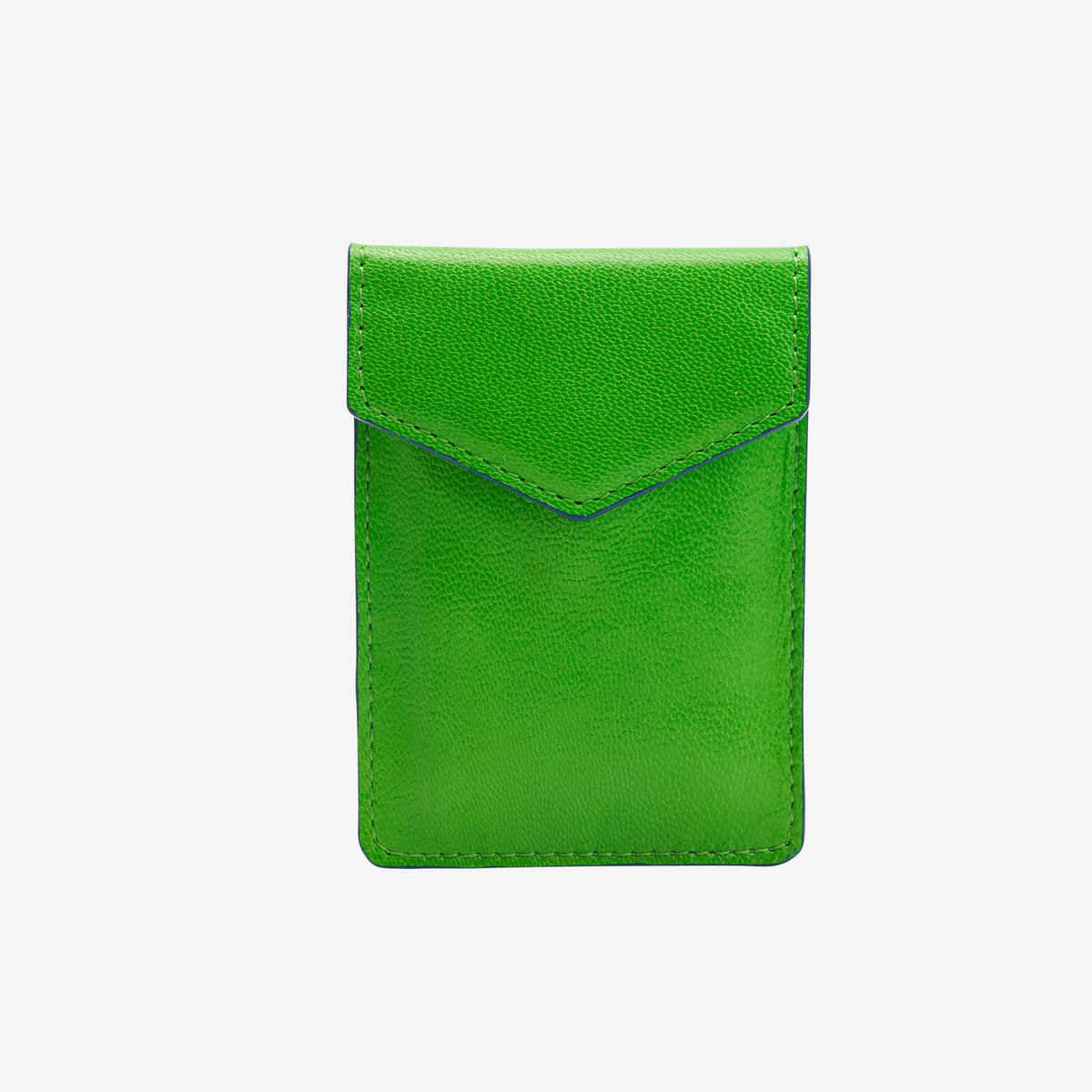 tusk 2002 siam leather mini snap card case grass and indigo front -  GRASS/INDIGO