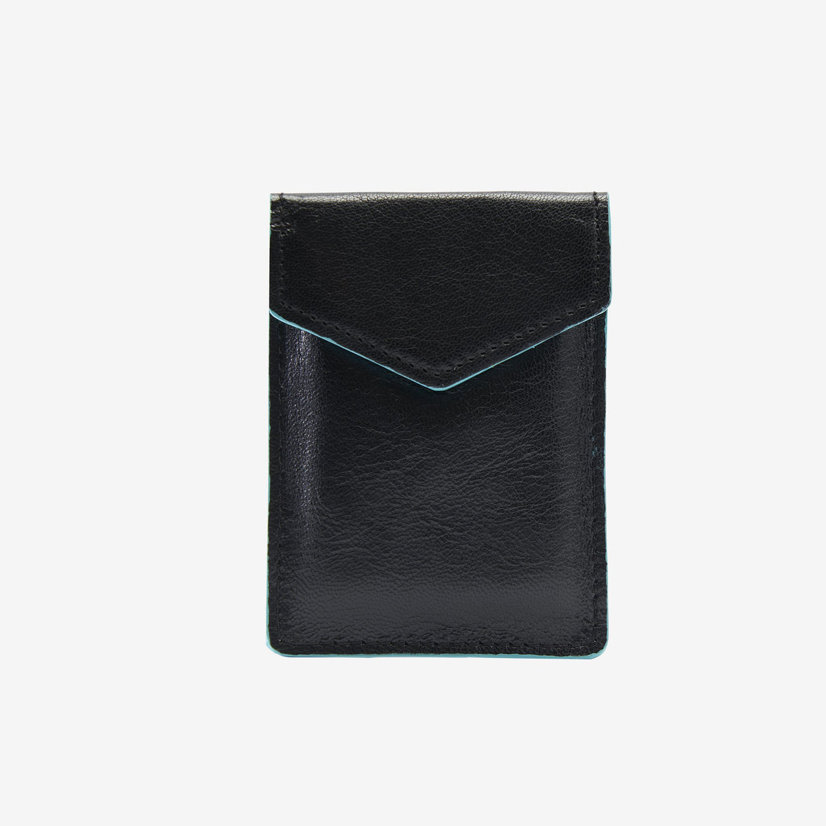 tusk 2002 siam leather mini snap card case black and french blue front -  BLACK/FRENCH BLUE