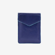 tusk 2002 siam leather mini snap card case indigo and french blue front - INDIGO/FRENCH BLUE