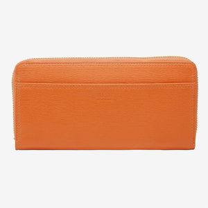 tusk 301 womens saffiano leather single zip wallet orange front - ORANGE