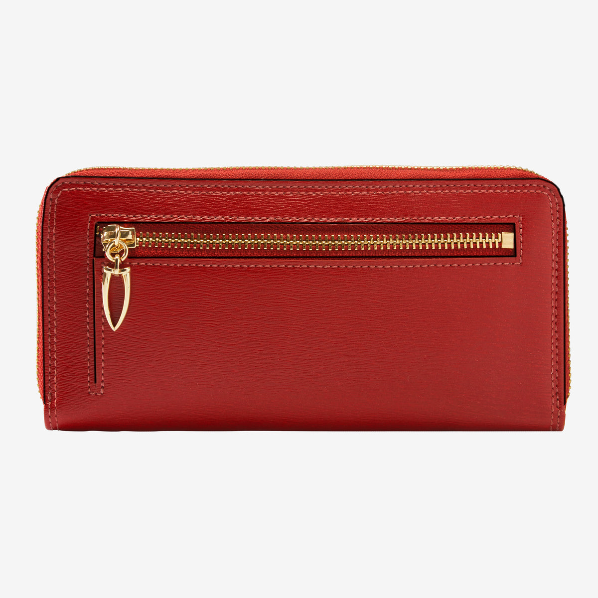 tusk 301 womens saffiano leather single zip wallet red back - RED