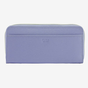 tusk 301 womens saffiano leather single zip wallet water blue front - WATER BLUE