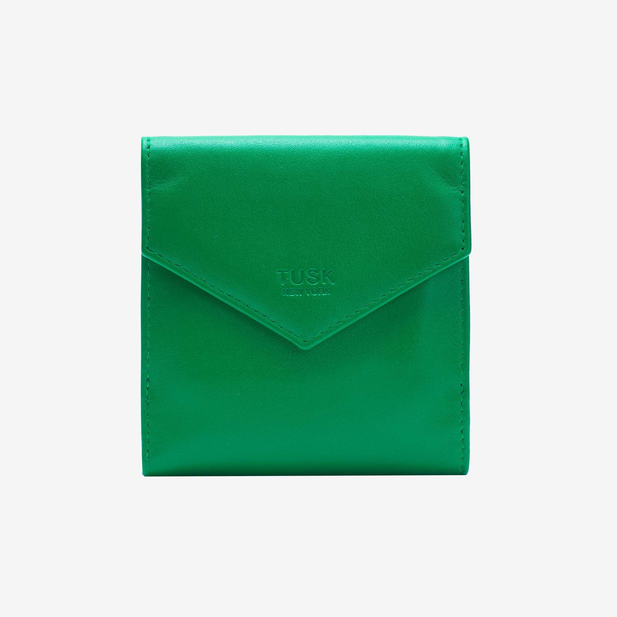 tusk 386 joy smooth leather l shaped indexer emerald front - EMERALD