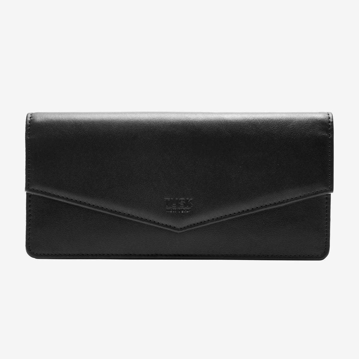 tusk 434 leather clutch wallet black front -BLACK