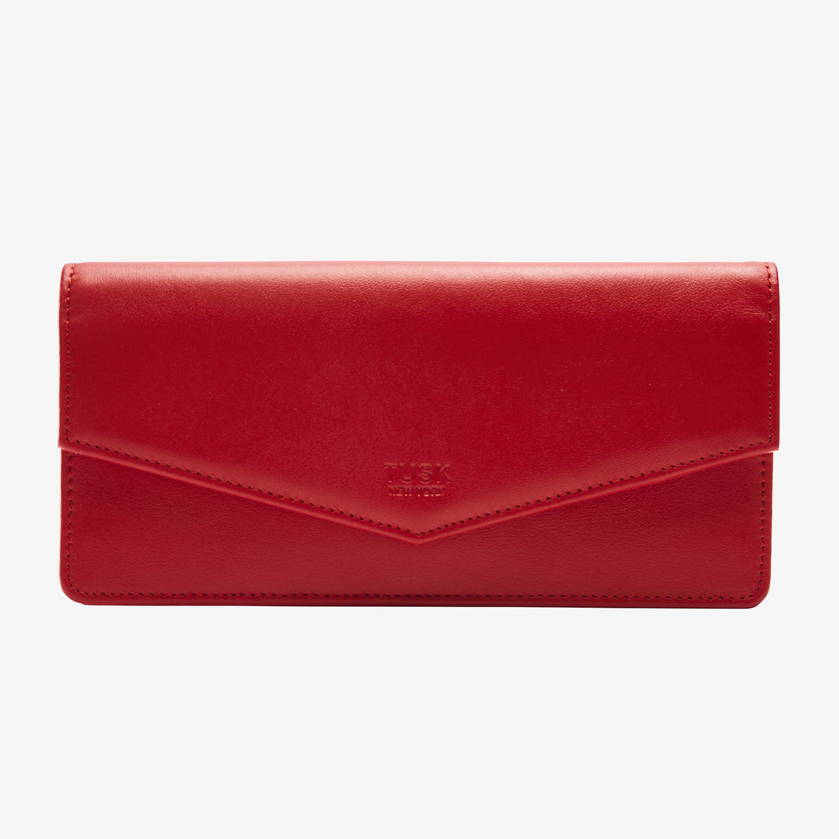 tusk 434 leather clutch wallet red front -RED