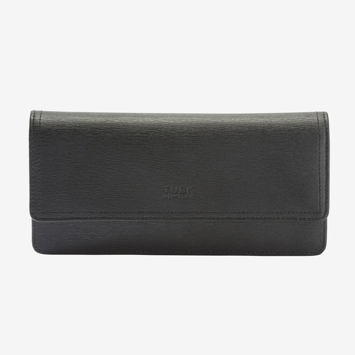 tusk 434 madison saffiano leather clutch wallet water black front - BLACK