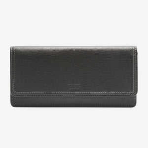 tusk 434 madison saffiano leather clutch wallet water charcoal front - CHARCOAL