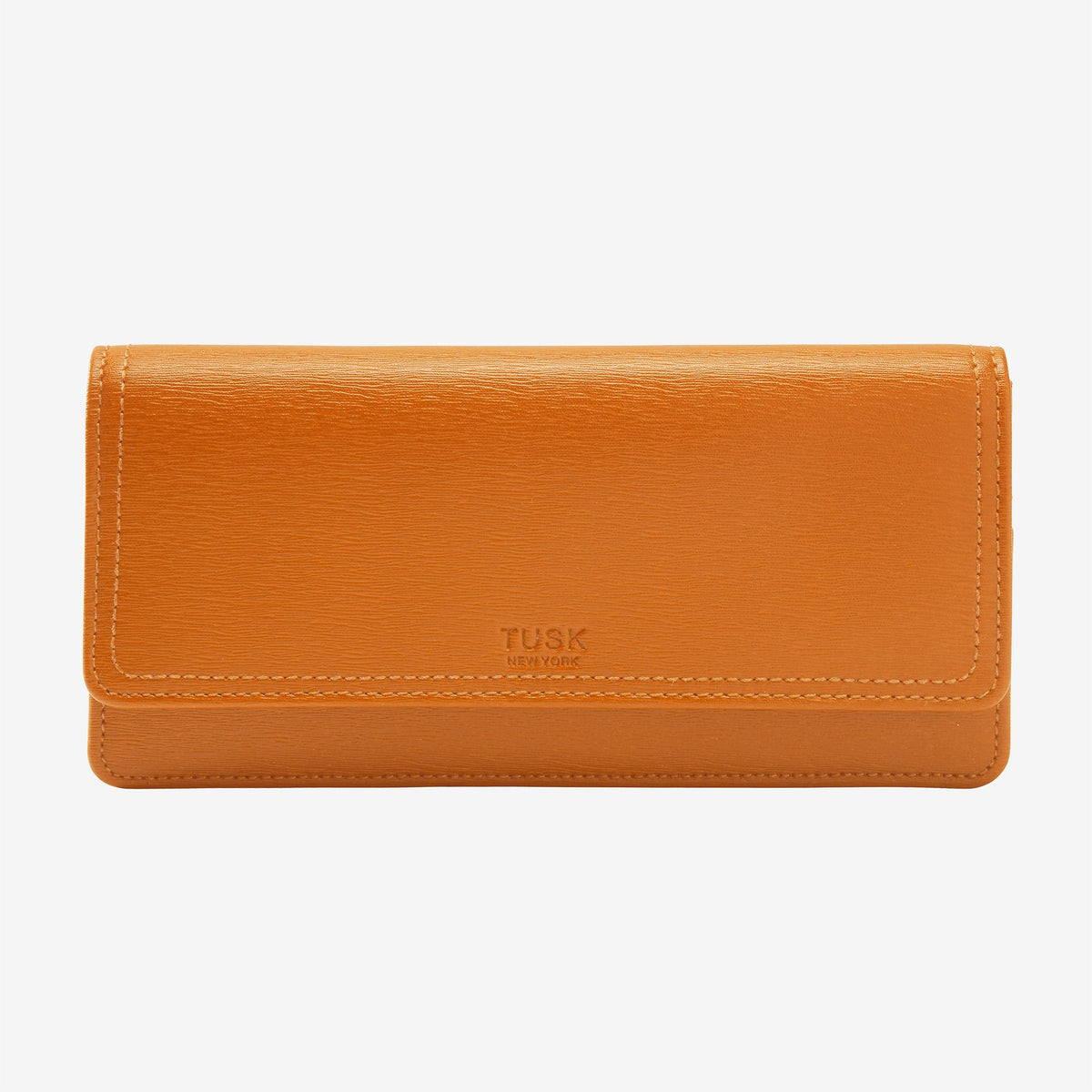 tusk 434 madison saffiano leather clutch wallet orange front - ORANGE