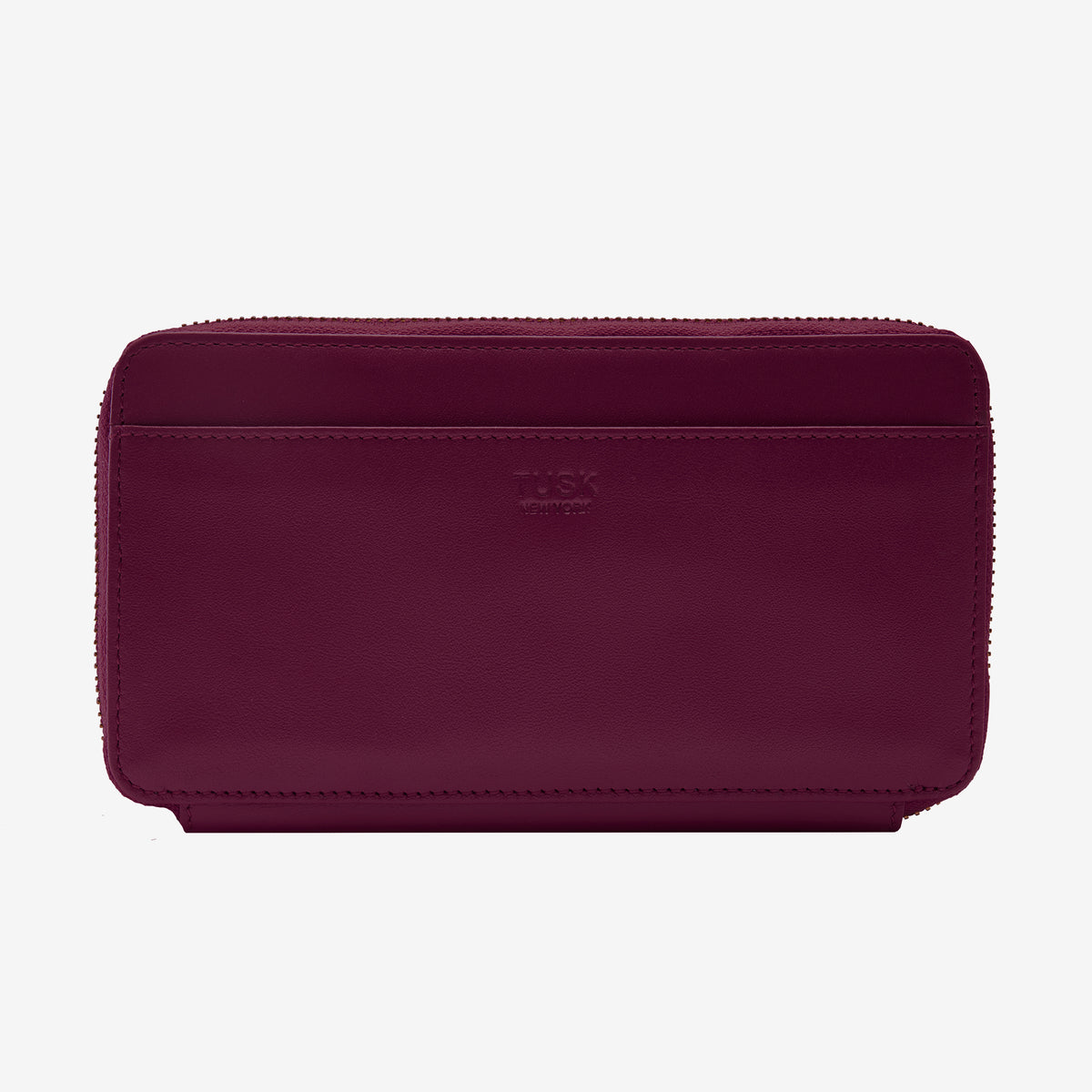 tusk-443-double-zip-leather-wallet-oxblood-front