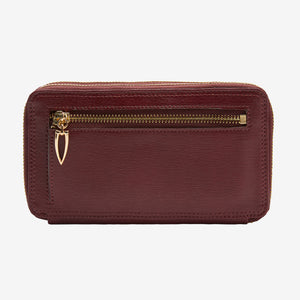 tusk 443 madison saffiano leather double zip wallet oxblood back - OXBLOOD