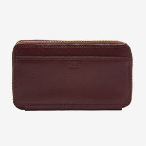 tusk 443 madison saffiano leather double zip wallet oxblood front - OXBLOOD