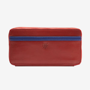 tusk 443 leather double zip wallet red and marine front  - RED/MARINE