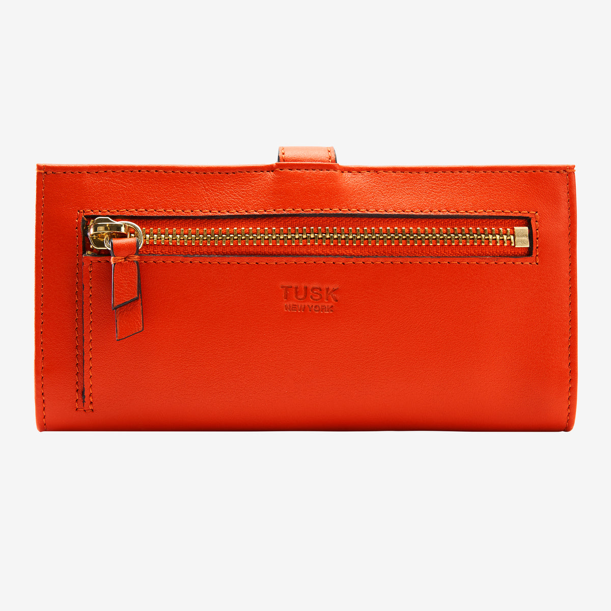 tusk 455 womens joy slim leather clutch wallet orange back - ORANGE