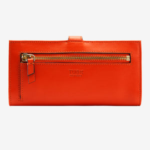 tusk 455 womens joy slim leather clutch wallet orange back - ORANGE