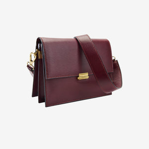 tusk 9913 womens madison saffiano leather cross body bag oxblood side - OXBLOOD