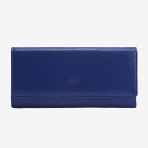 tusk 494 womens siam leather accordion wallet indigo and french blue front - INDIGO/FRENCH BLUE